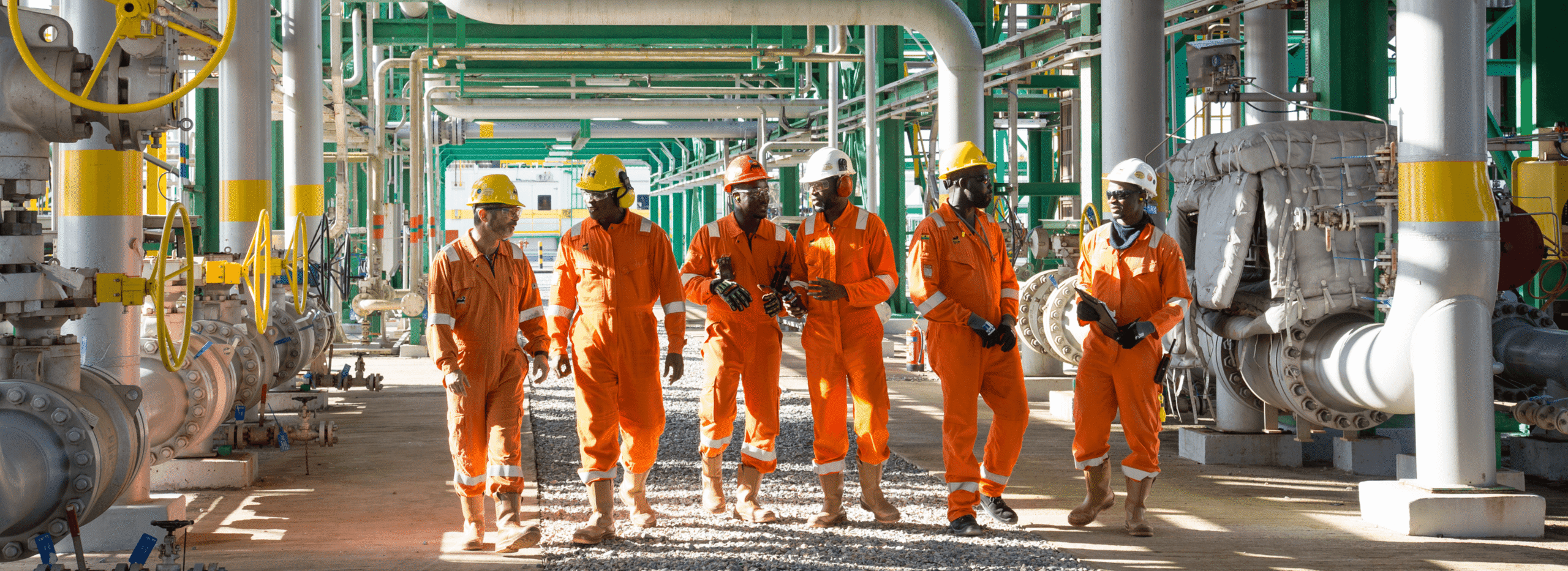 Workers walking